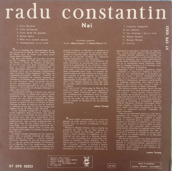Radu Constantin : L'extraordinaire Flûte De Pan De Radu Constantin / The Wonderful Pan-Pipe Of Radu Constantin (LP)