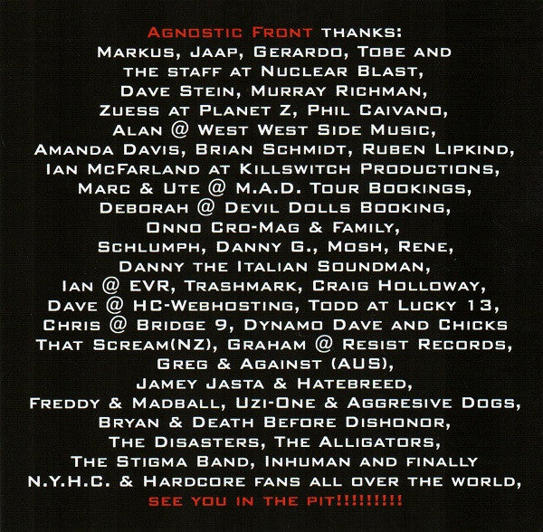 Agnostic Front : Warriors (CD, Album)