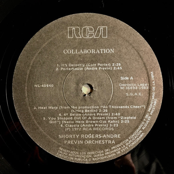 Shorty Rogers, André Previn : Collaboration (LP, Mono, RE, Gat)