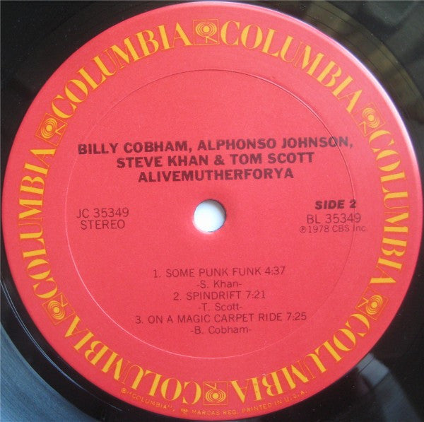 Billy Cobham · Steve Khan · Alphonso Johnson · Tom Scott : Alivemutherforya (LP, Album, San)