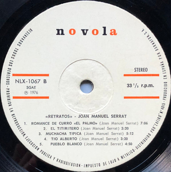 Joan Manuel Serrat : Retratos (LP, Album, Comp, Gat)