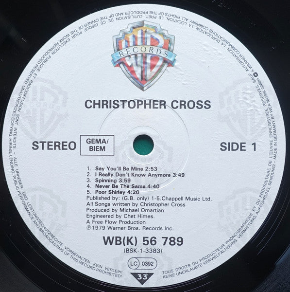 Christopher Cross : Christopher Cross (LP, Album, RE)