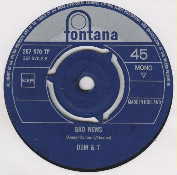 DBM & T* : Tonight Today (7", Single, Mono)