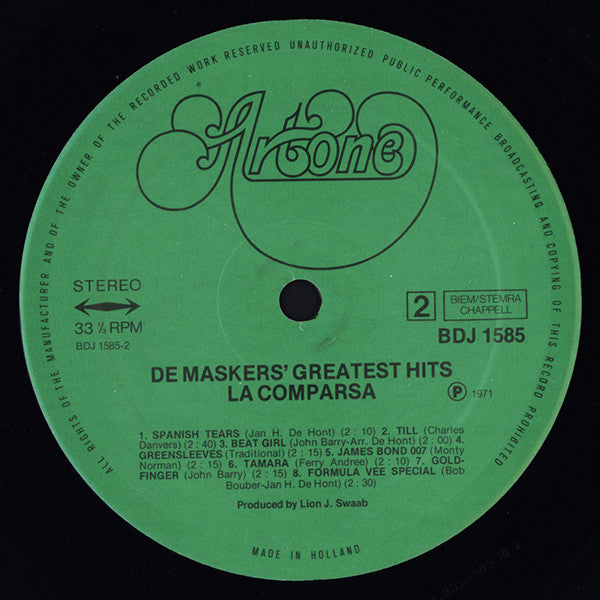 De Maskers : De Maskers' Greatest Hits - La Comparsa (LP, Comp, RE)