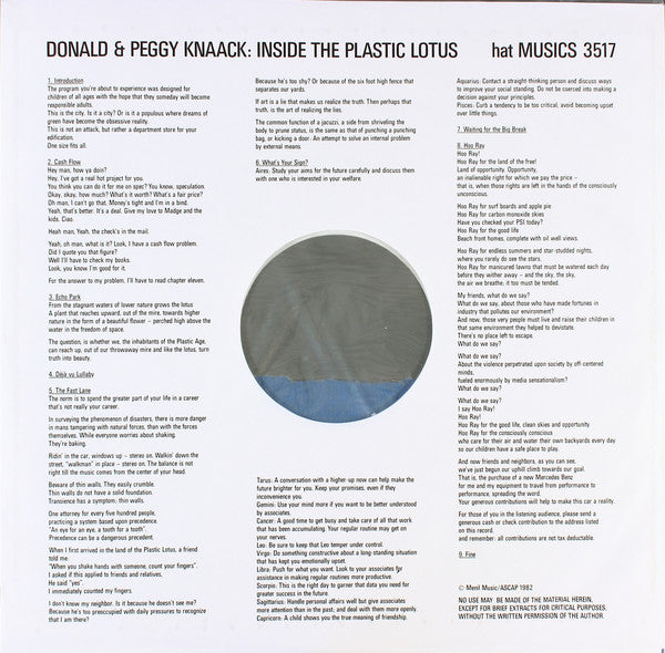 Donald Knaack & Peggy Knaack : Inside The Plastic Lotus (LP, Album)