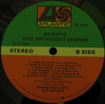 Various : Atlantic Jazz Anthology Sampler (LP, Comp)