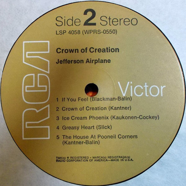 Jefferson Airplane : Crown Of Creation (LP, Album, RP, Ind)