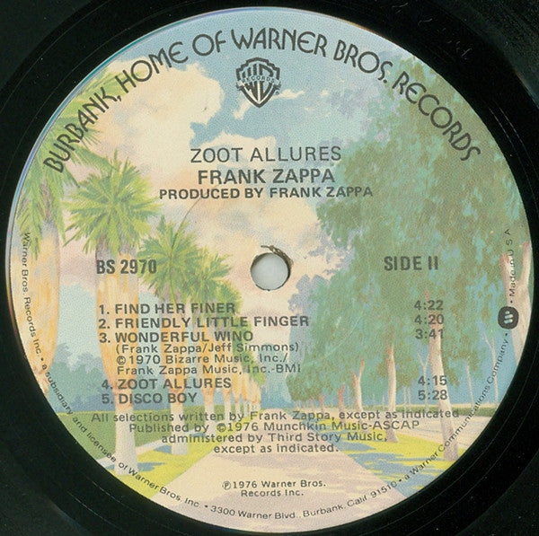 Frank Zappa : Zoot Allures (LP, Album, Jac)