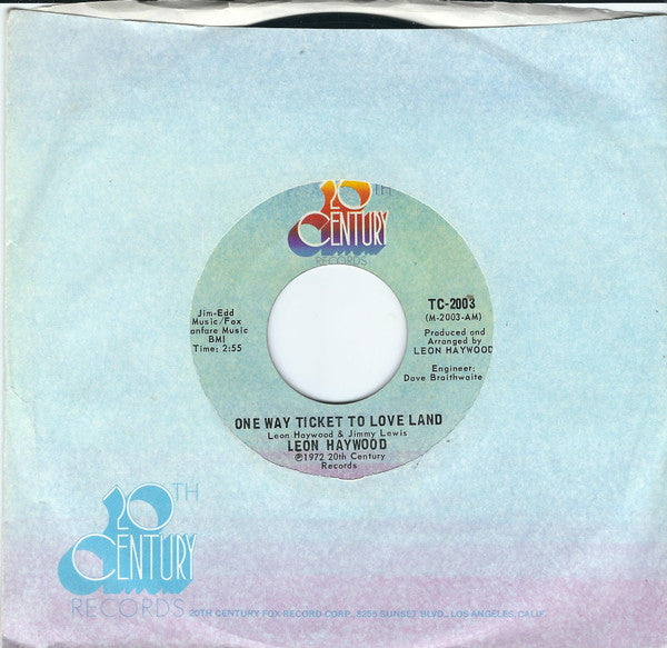 Leon Haywood : One Way Ticket To Love Land (7", Single, Styrene, Ter)