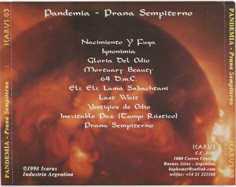 Pandemia (5) : Prana Sempiterno (CD, Album)