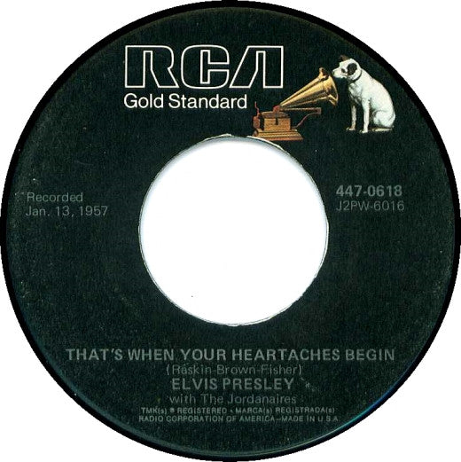 Elvis Presley With The Jordanaires : All Shook Up / That's When Your Heartaches Begin (7", Single, RE)