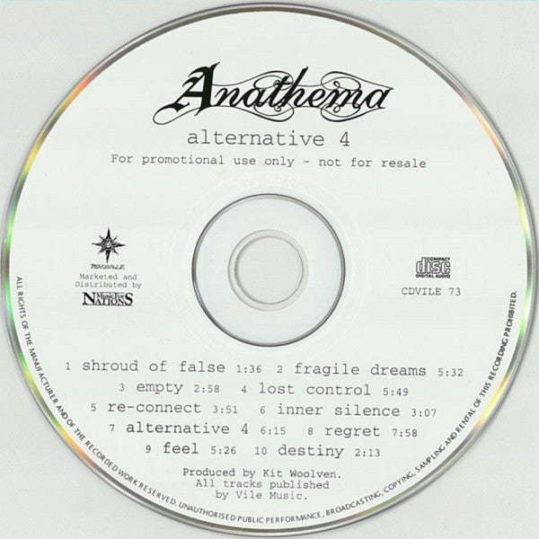 Anathema : Alternative 4 (CD, Album, Promo, Car)