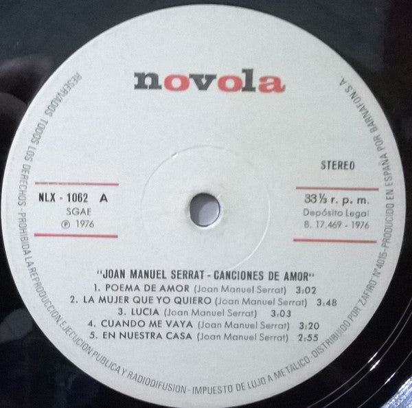 Joan Manuel Serrat : Canciones De Amor (LP, Comp, Gat)