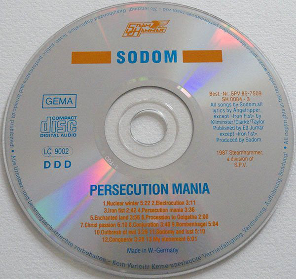 Sodom : Persecution Mania (CD, Album, RP)