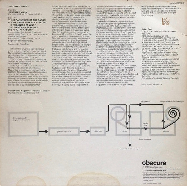 Brian Eno : Discreet Music (LP, Album, RE)