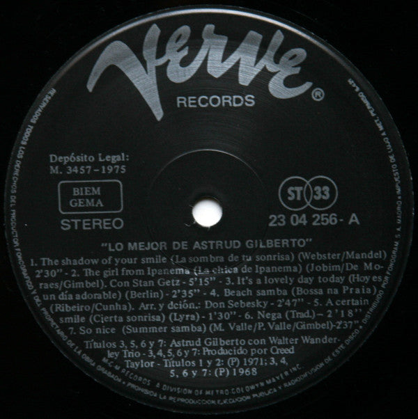 Astrud Gilberto : Lo Mejor De Astrud Gilberto (LP, Comp, RE)