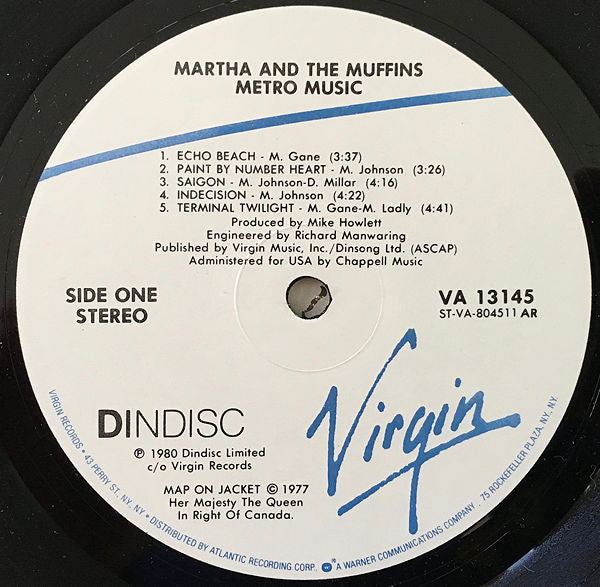 Martha And The Muffins : Metro Music (LP, Album, AR )