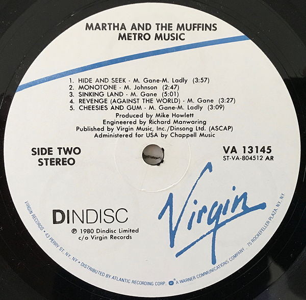 Martha And The Muffins : Metro Music (LP, Album, AR )