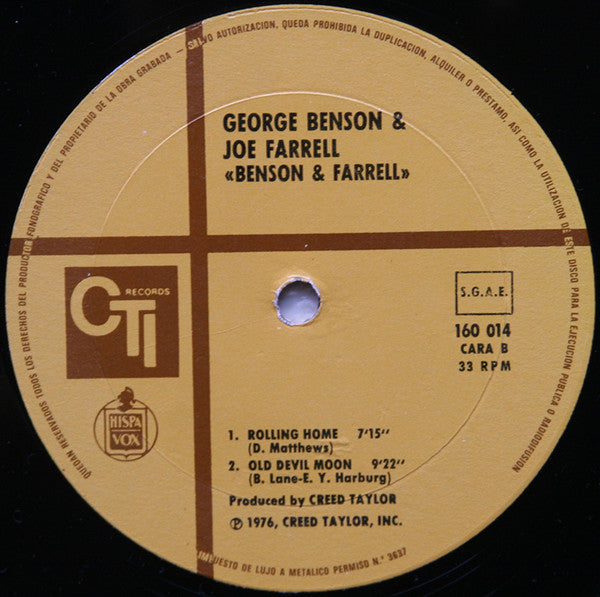 George Benson & Joe Farrell : Benson & Farrell (LP, Album, RE)