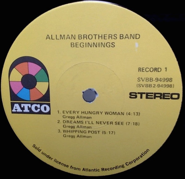 The Allman Brothers Band : Beginnings (2xLP, Comp, Club, Cap)