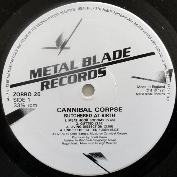 Cannibal Corpse : Butchered At Birth (LP, Album)