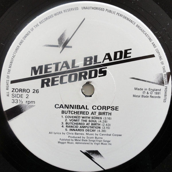 Cannibal Corpse : Butchered At Birth (LP, Album)