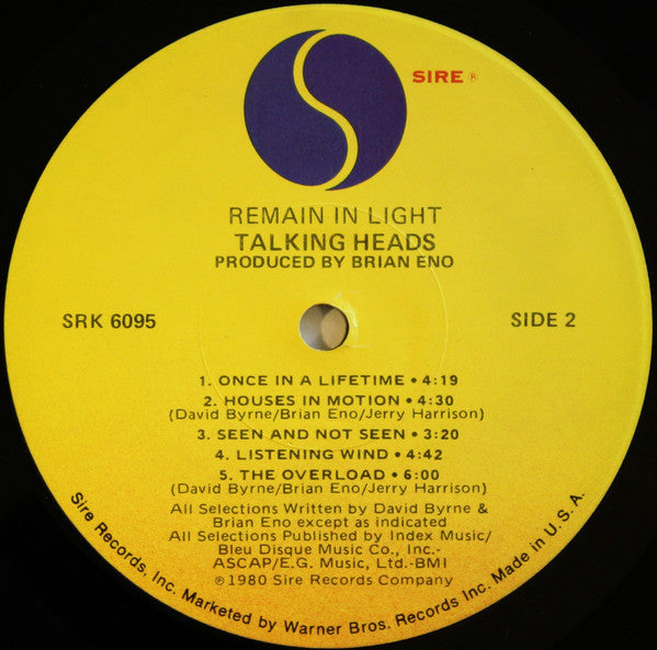 Talking Heads : Remain In Light (LP, Album, Jac)