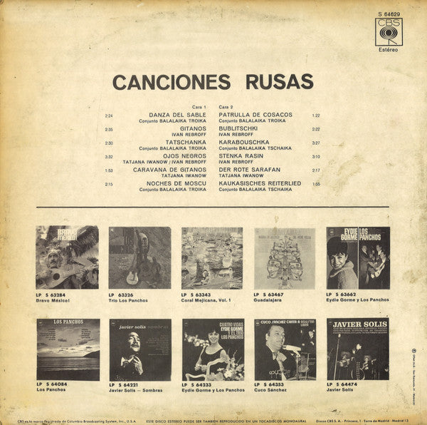 Ivan Rebroff / Tatjana Iwanow : Canciones Rusas (LP, Comp)