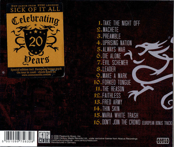 Sick Of It All : Death To Tyrants (CD, Album)