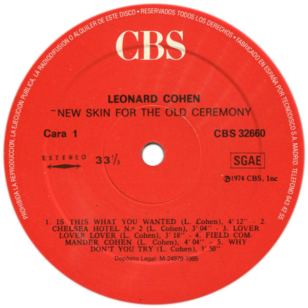 Leonard Cohen : New Skin For The Old Ceremony (LP, Album, RE)