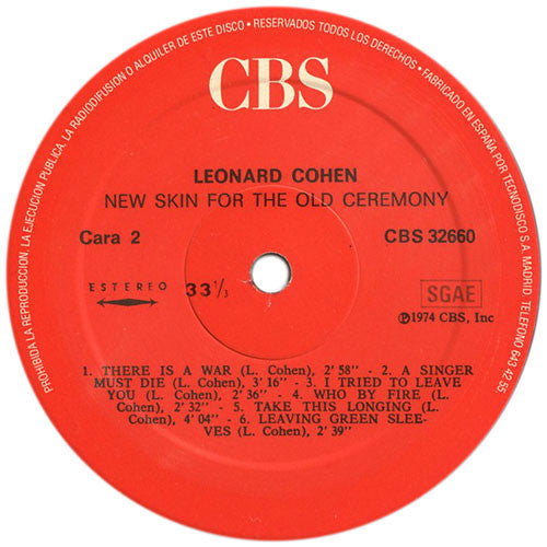 Leonard Cohen : New Skin For The Old Ceremony (LP, Album, RE)