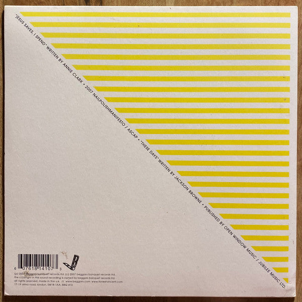 St. Vincent : Jesus Saves, I Spend / These Days (7", Single)