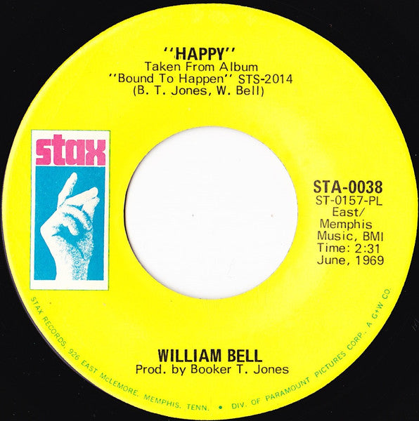 William Bell : Happy / My Kind Of Girl (7", Single)