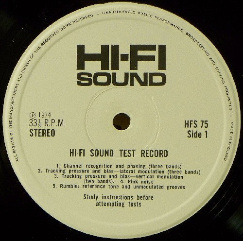 No Artist : Stereo Test Record (LP)