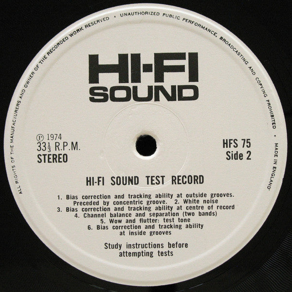 No Artist : Stereo Test Record (LP)