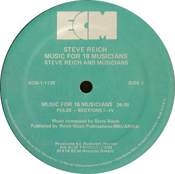 Steve Reich : Music For 18 Musicians (LP, Album)
