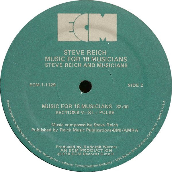 Steve Reich : Music For 18 Musicians (LP, Album)
