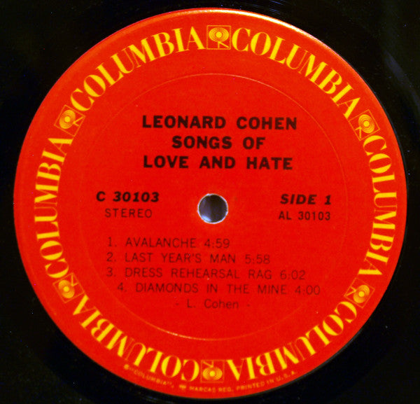 Leonard Cohen : Songs Of Love And Hate (LP, Album, Pit)