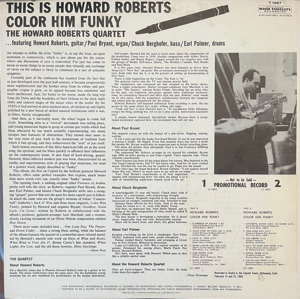 The Howard Roberts Quartet : This Is Howard Roberts Color Him Funky (LP, Album, Mono)