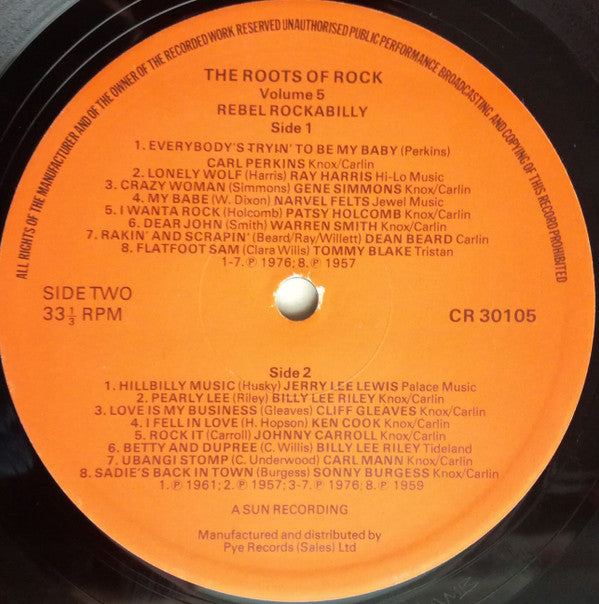 Various : Sun: The Roots Of Rock: Volume 5: Rebel Rockabilly (LP, Comp, Mono, RE)
