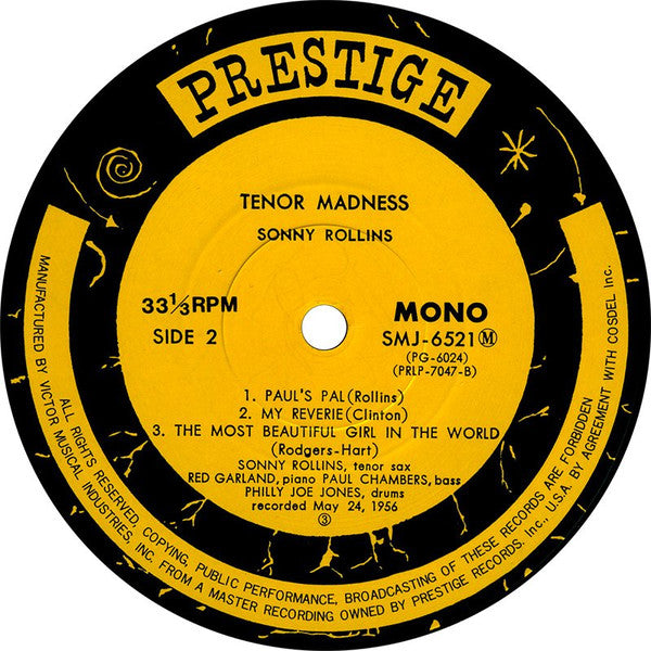 Sonny Rollins Quartet : Tenor Madness (LP, Album, Mono, RE)