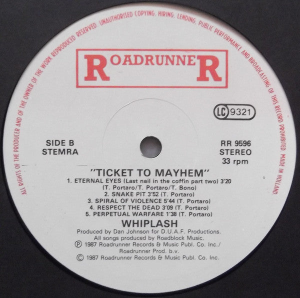 Whiplash (5) : Ticket To Mayhem (LP, Album)