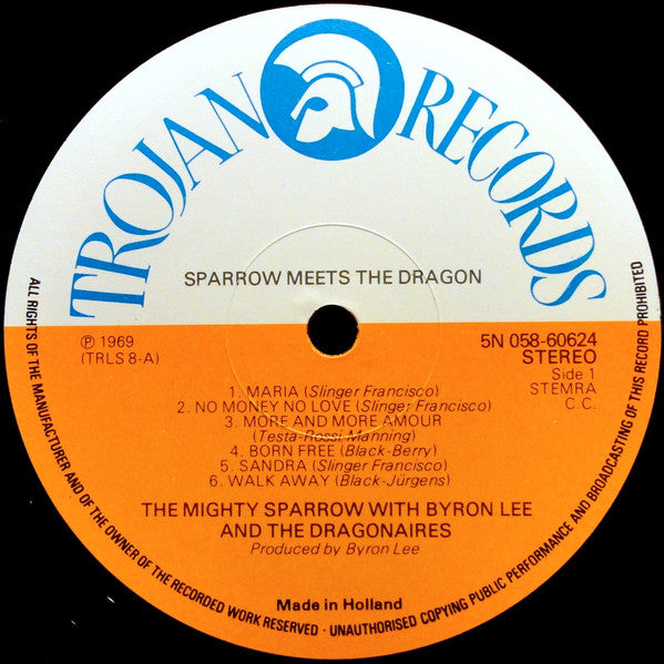 Mighty Sparrow With Byron Lee And The Dragonaires : Sparrow Meets The Dragon (LP, Album, RE)