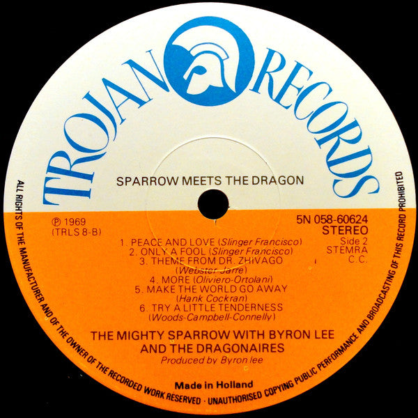 Mighty Sparrow With Byron Lee And The Dragonaires : Sparrow Meets The Dragon (LP, Album, RE)