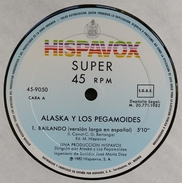 Alaska Y Los Pegamoides : Bailando (12", Maxi)
