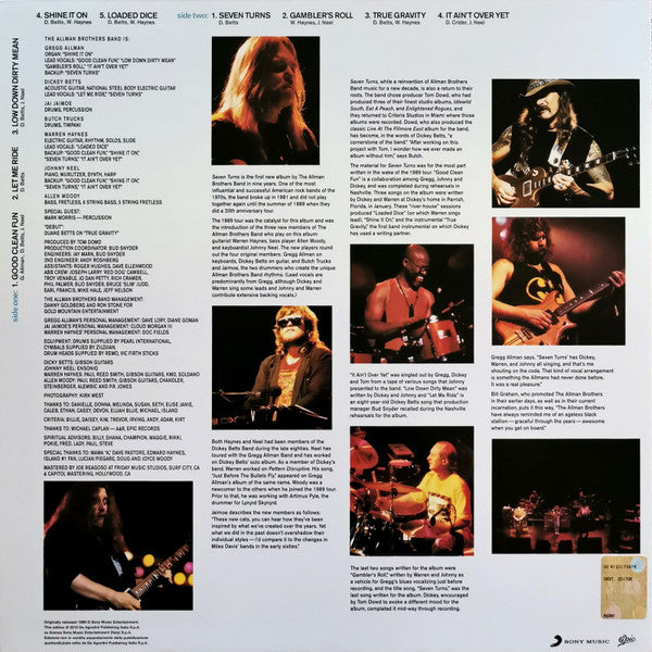 The Allman Brothers Band : Seven Turns (LP, Album, RE, 180)