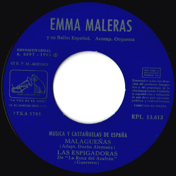 Emma Maleras Y Su Ballet Español : Música Y Castañuelas De España (7")