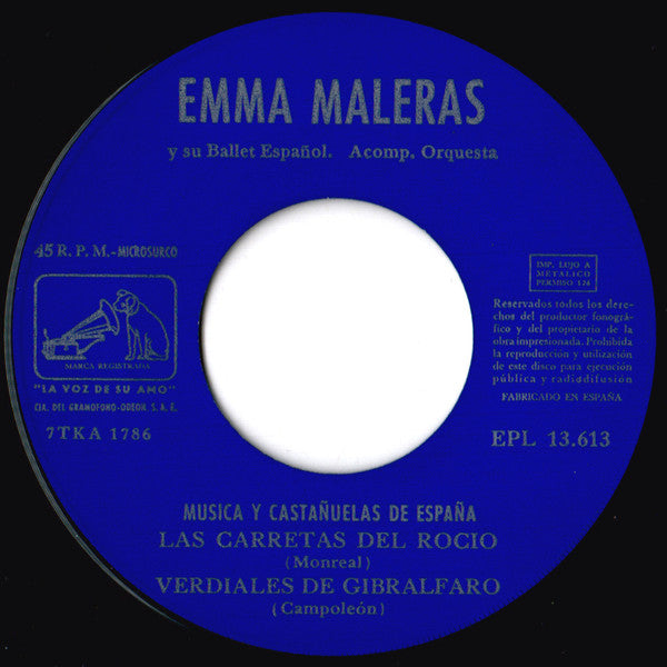 Emma Maleras Y Su Ballet Español : Música Y Castañuelas De España (7")