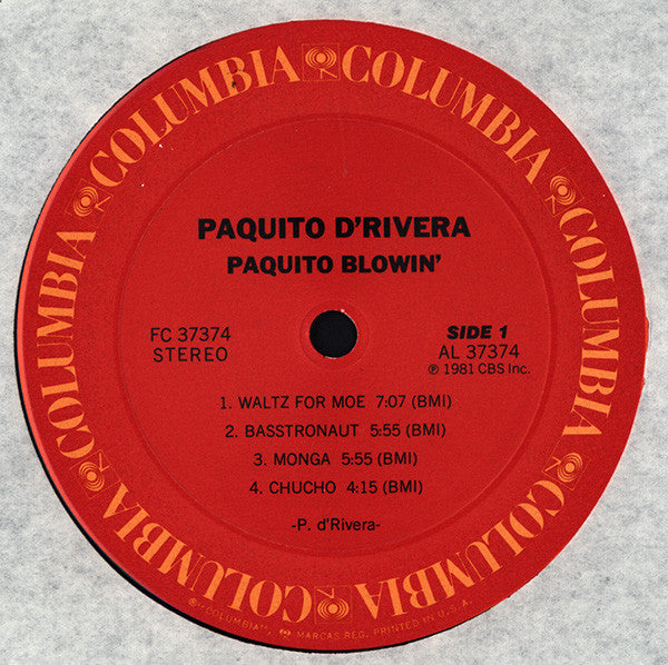Paquito D'Rivera : Paquito Blowin' (LP, Album, Ter)