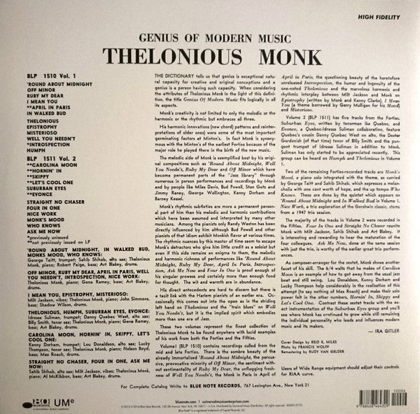 Thelonious Monk : Genius Of Modern Music Volume One (LP, Comp, RE, 180)